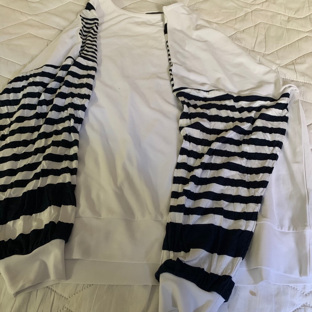 White and blue sweater